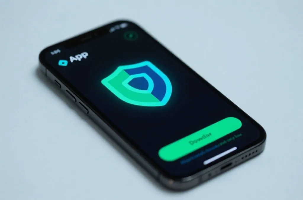 智能手机安全下载正版App的盾牌保障示意图