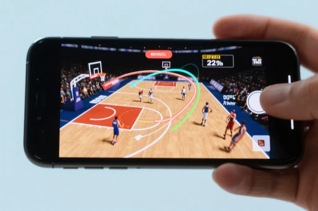 手机屏幕上的3D体育赛事动画直播界面